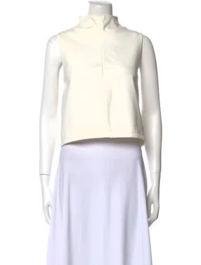Pre-owned Tibi Mock Neck Sleeveless Crop Top In White