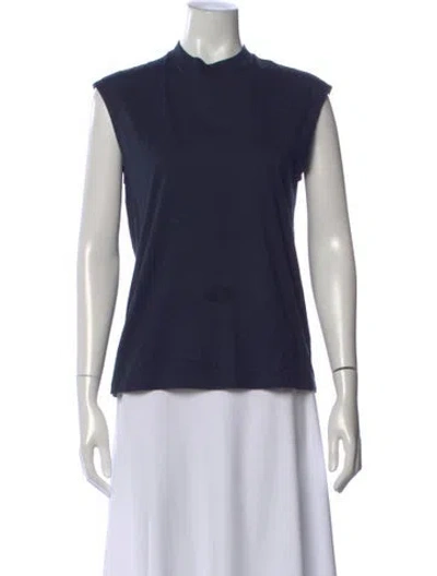 Pre-owned Tibi Mock Neck Sleeveless Top In Blue