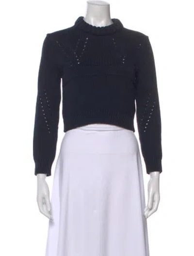 Pre-owned Tibi Mock Neck Sweater In Blue