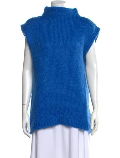 Pre-owned Tibi Mock Neck Sweater W/ Tags In Blue