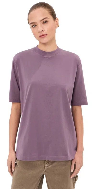 Tibi Mock Neck Tee Plum In Purple