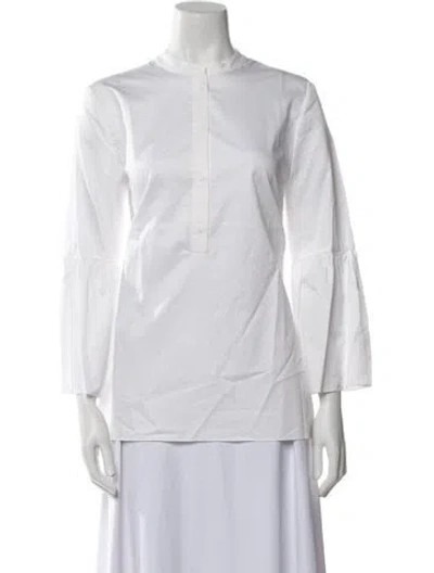 Pre-owned Tibi Mock Neck Three-quarter Sleeve Blouse W/ Tags In White