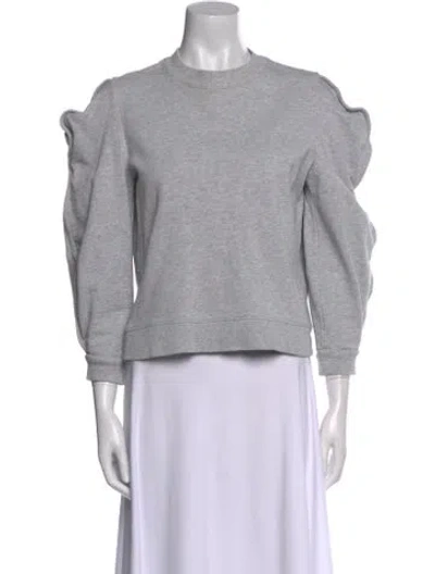 Pre-owned Tibi Mock Neck Three-quarter Sleeve Sweatshirt In Gray