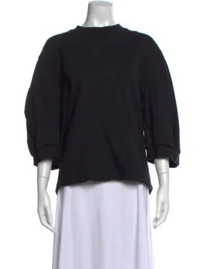 Pre-owned Tibi Mock Neck Three-quarter Sleeve Top In Black