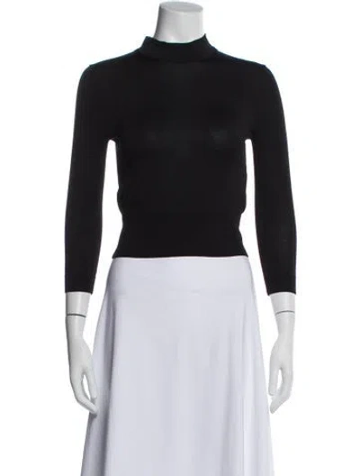 Pre-owned Tibi Mock Neck Three-quarter Sleeve Top In Gray
