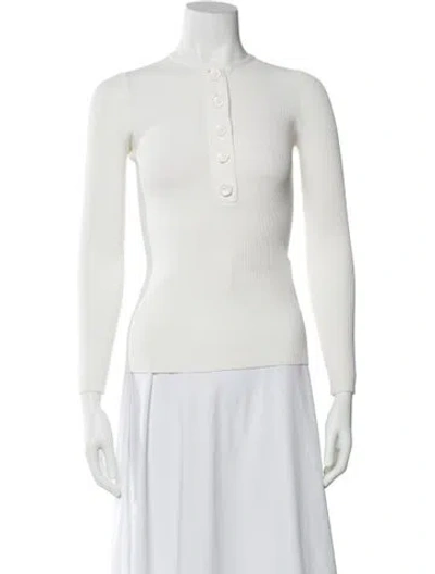Pre-owned Tibi Mock Neck Three-quarter Sleeve Top In White