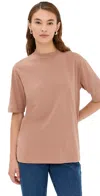 Tibi Mock Neck Unisex Tee Butterscotch