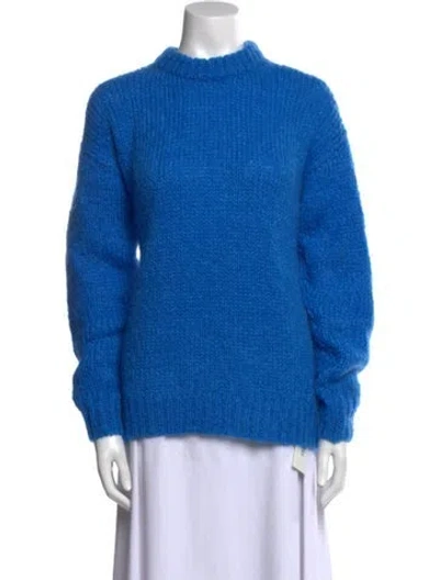 Pre-owned Tibi Mohair Mock Neck Sweater In Blue