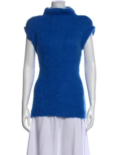 Pre-owned Tibi Mohair Mock Neck Sweater In Blue