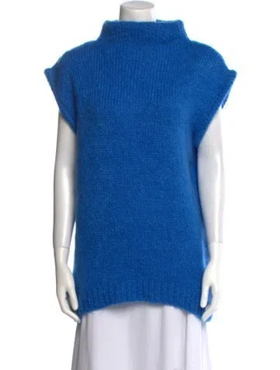Pre-owned Tibi Mohair Mock Neck Sweater In Blue