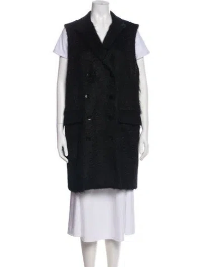 Pre-owned Tibi Mohair Plaid Print Coat In Black