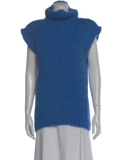 Pre-owned Tibi Mohair Turtleneck Sweater In Blue