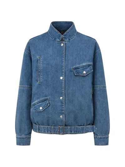 Tibi Moto Denim Bomber In Multi