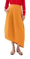 Tibi Nylon Asymmetrical Balloon Skirt Bright Ochre In Orange