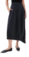 Tibi Lightweight Denim Asymmetrical Balloon Skirt Indigo In Burgundy
