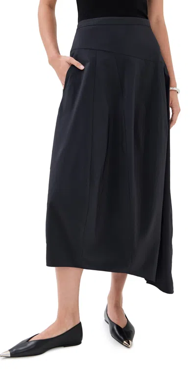 TIBI NYLON ASYMMETRICAL BALLOON SKIRT NAVY