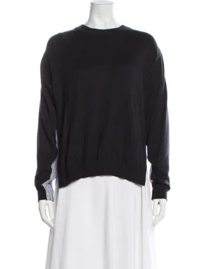 Pre-owned Tibi Nylon Crew Neck Sweatshirt In Black