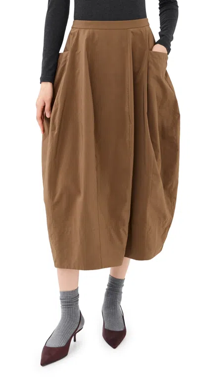Tibi Nylon Lantern Skirt Caramel Latte In Brown