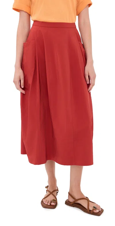 Tibi Nylon Lantern Skirt Red