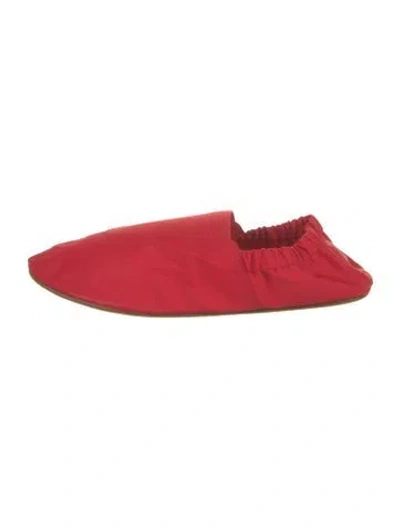 Pre-owned Tibi Nylon Leather Trim Embellishment Ballet Flats In Red