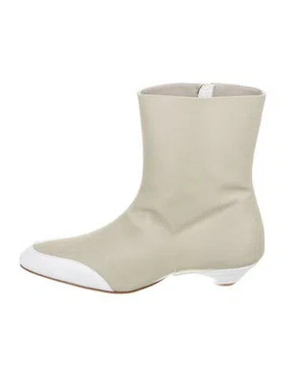 Pre-owned Tibi Nylon Leather Trim Embellishment Boots In Green
