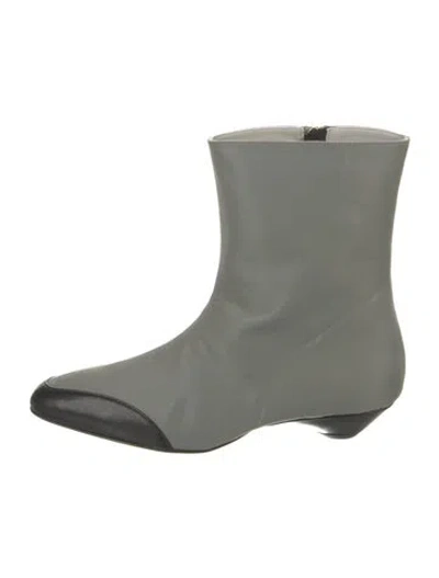 Pre-owned Tibi Nylon Leather Trim Embellishment Boots In Green