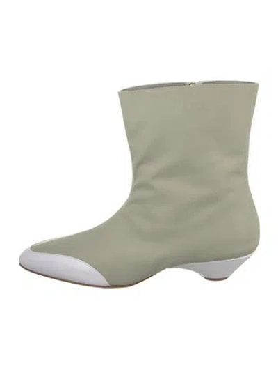 Pre-owned Tibi Nylon Leather Trim Embellishment Boots W/ Tags In Green