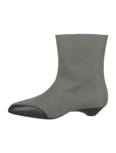 Pre-owned Tibi Nylon Leather Trim Embellishment Boots W/ Tags In Green