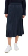 TIBI NYLON PLEATING SUNRAY PULLON SKIRT NAVY