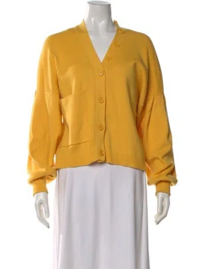 Pre-owned Tibi Nylon V-neck Sweater In Yellow