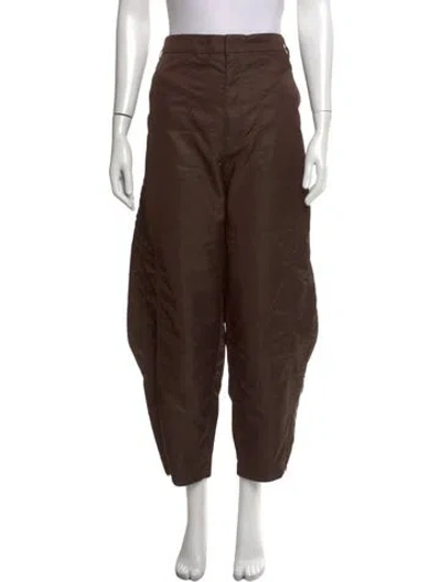 Pre-owned Tibi Nylon Wide Leg Pants In Brown