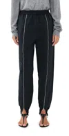 Tibi Nylon Zipper Joggers Black In Black