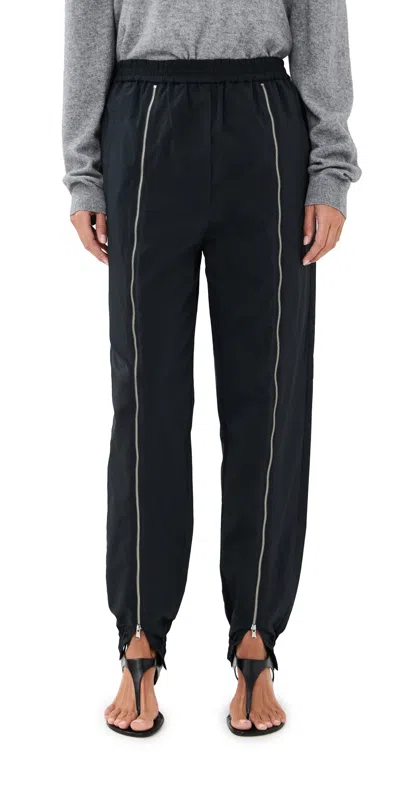 TIBI NYLON ZIPPER JOGGERS BLACK