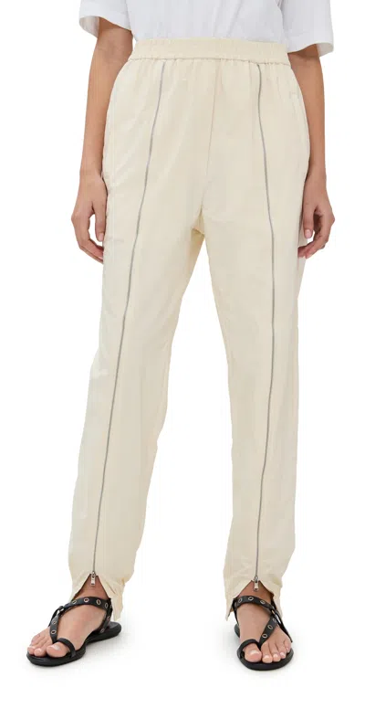 Tibi Nylon Zipper Joggers Ivory