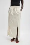 Tibi Nylon Zipper Maxi Skirt In Ivory