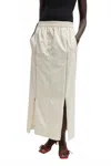 Tibi Nylon Zipper Maxi Skirt In Ivory In Neutral
