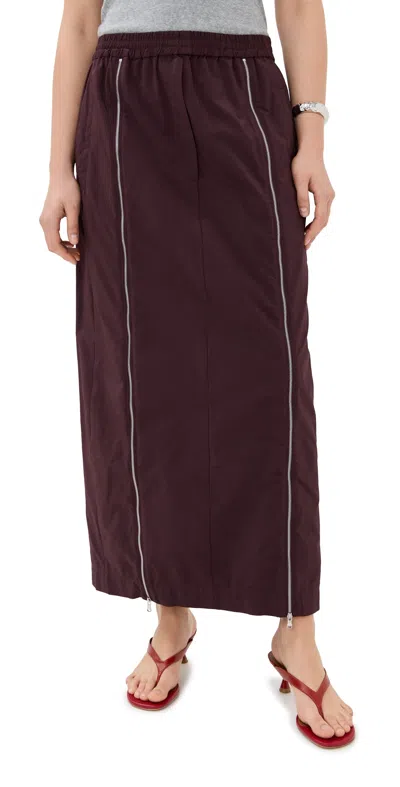 Tibi Nylon Zipper Skirt Malbec