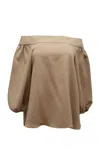 Tibi Off Shoulder Top In Beige Polyester In Beige