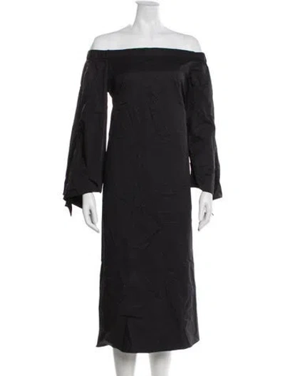 Pre-owned Tibi Off-the-shoulder Knee-length Dress In Gray
