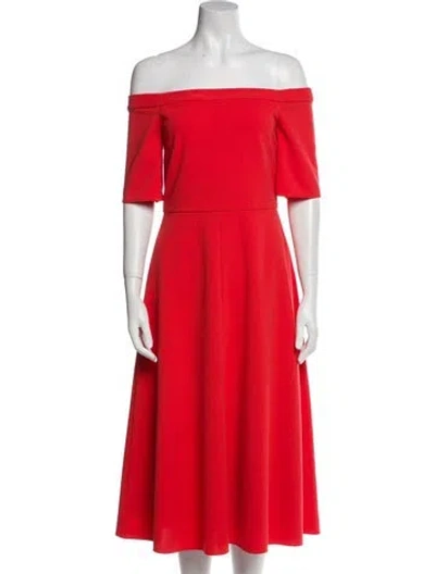 Pre-owned Tibi Off-the-shoulder Knee-length Dress In Red