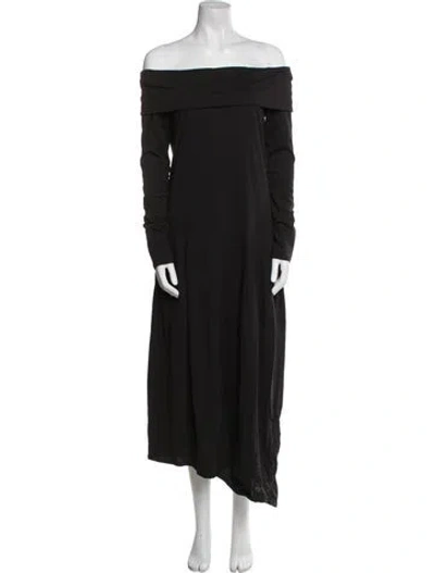 Pre-owned Tibi Off-the-shoulder Long Dress In Black