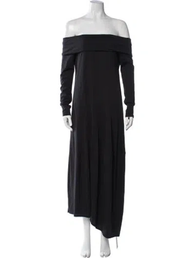 Pre-owned Tibi Off-the-shoulder Long Dress In Black