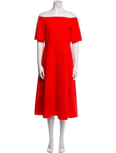 Pre-owned Tibi Off-the-shoulder Long Dress In Red