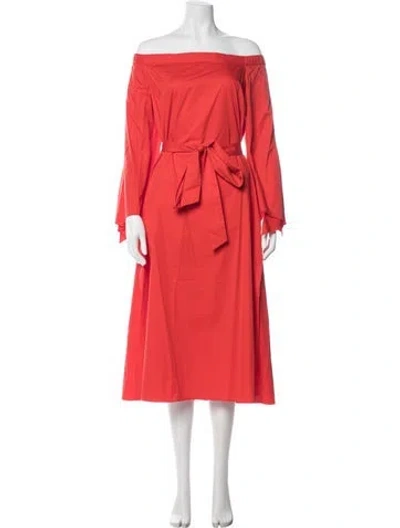 Pre-owned Tibi Off-the-shoulder Long Dress In Red