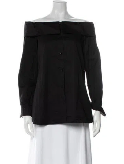 Pre-owned Tibi Off-the-shoulder Long Sleeve Blouse In Black