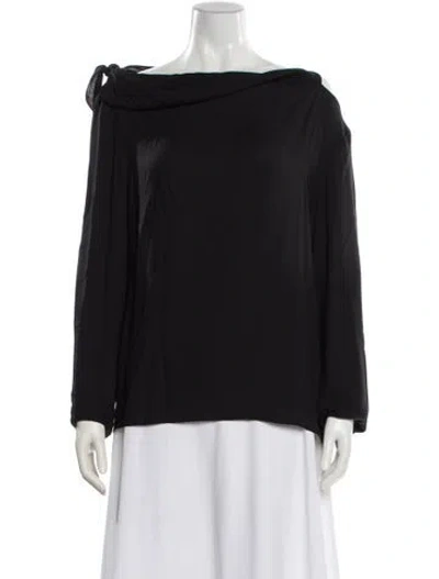 Pre-owned Tibi Off-the-shoulder Long Sleeve Blouse In Black