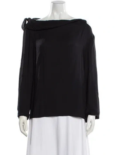 Pre-owned Tibi Off-the-shoulder Long Sleeve Blouse In Black