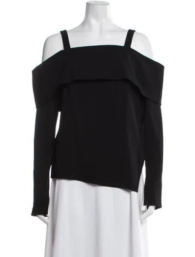 Pre-owned Tibi Off-the-shoulder Long Sleeve Blouse In Gray