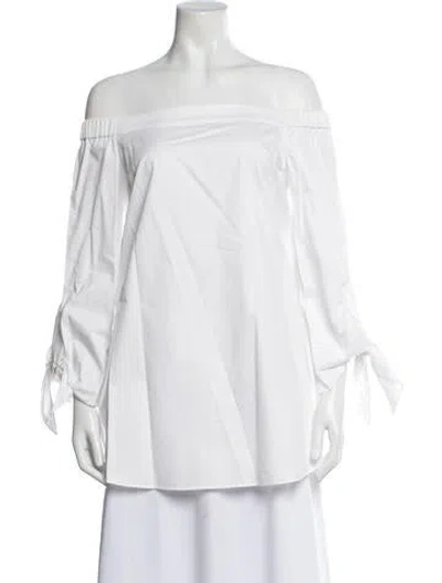 Pre-owned Tibi Off-the-shoulder Long Sleeve Blouse W/ Tags In White