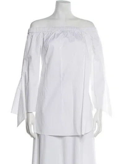Pre-owned Tibi Off-the-shoulder Long Sleeve Blouse In White